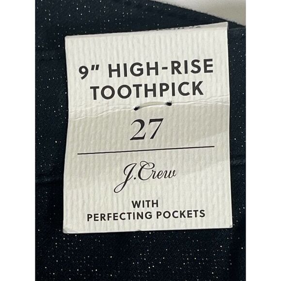 J. Crew Womens High Rise Black Jeans Size 27 Sparkle Glitter 9” Toothpick NEW - Picture 6 of 14